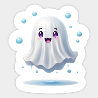 Cute ghost floating. Halloween ghost cartoon Sticker